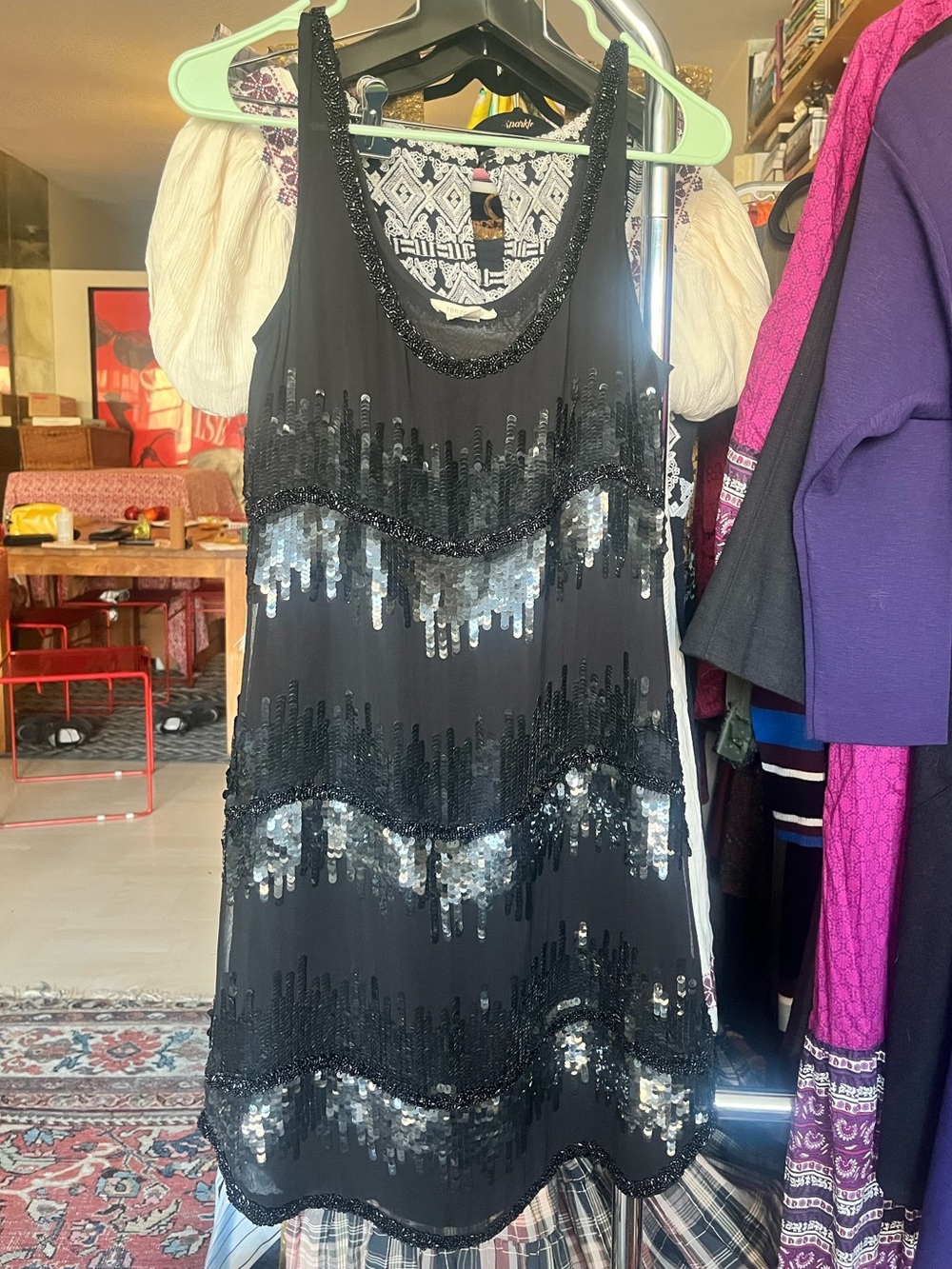 Renzo and Kai Black Sequin Midi Dress